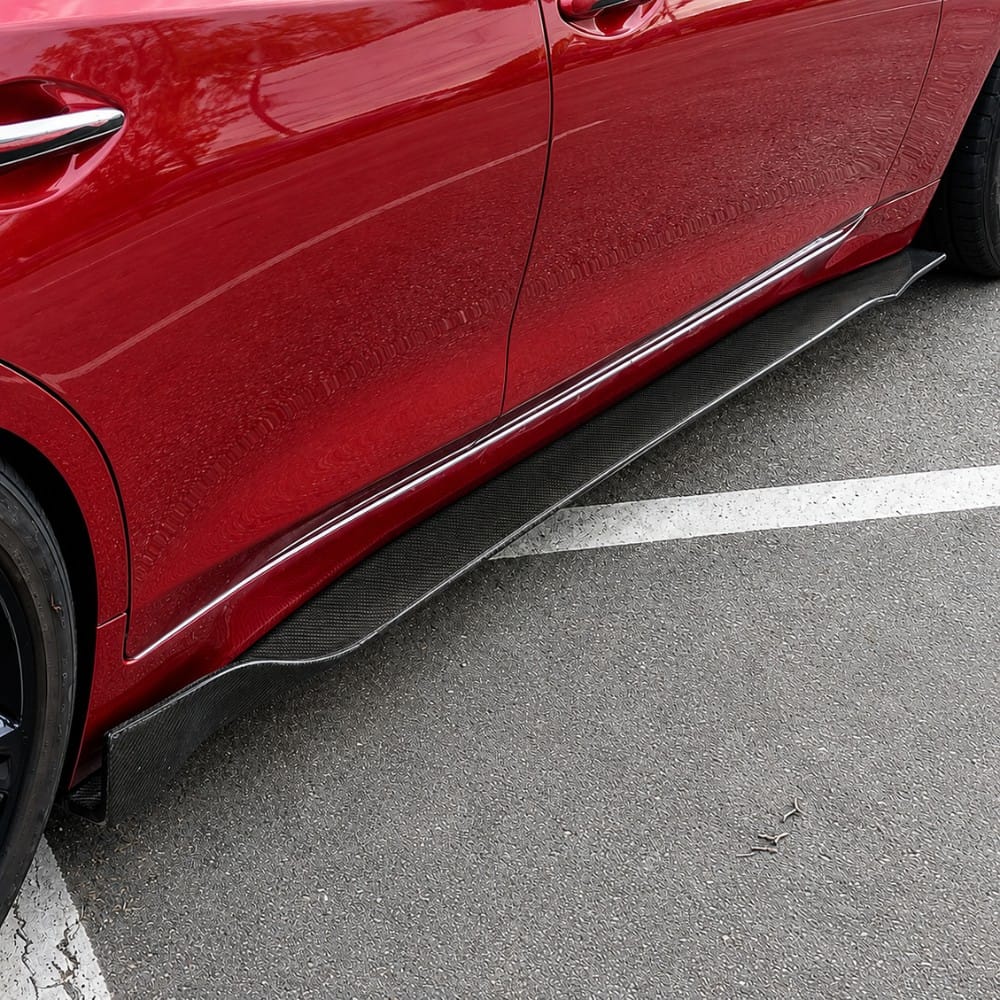 Carbon Fiber Side Skirt Extensions (set of 2) (1) Q50 Carbon Fiber Side Skirt Extensions - (14-24' Models) - Image 1
