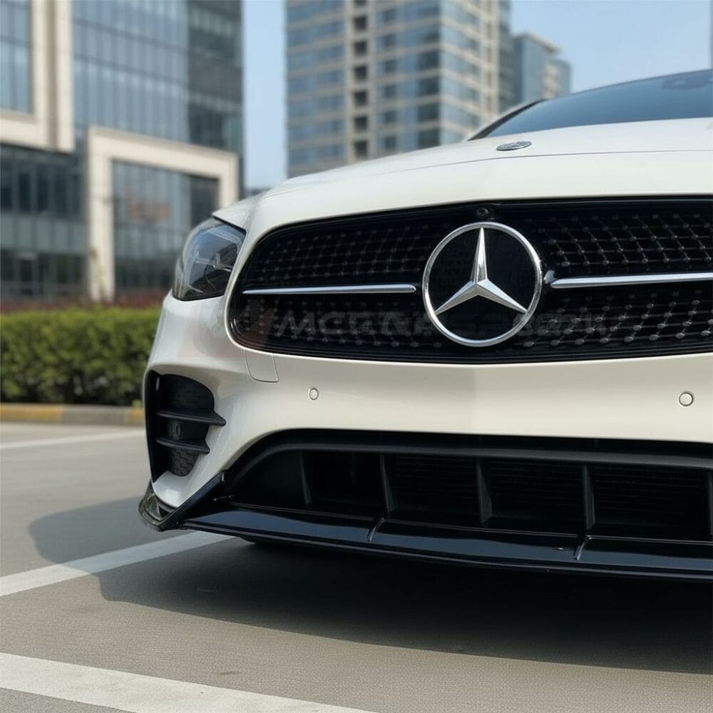 Mercedes W213 Front Bumper Lip - Gloss Black | E300, E53 AMG (2021-2023) - Image 2